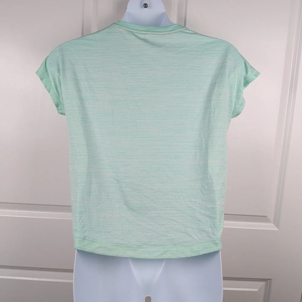 Adidas Climalite Mint Green Striped Short Sleeve Athletic Top Womens Medium